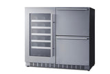 36" Wide Combination Wine Cellar & 2-drawer Refrigerator, ADA Compliant