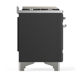 ILVE UM60FSNR3MGC Majestic III 60 inch Dual Fuel Range with 7 Burners, Griddle and French Top, Dual Function Burner with up to 25,000 BTU (Natural Gas, Triple Glass Door, Graphite Matte, Chrome)