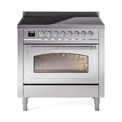 ILVE UNI366NMPSSC Nostalgie II Noblesse 36 inch Induction Range (Triple Glass Door, Stainless Steel, Chrome)