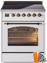 Nostalgie II 30 Inch Electric Freestanding Range in RAL Custom Color with Bronze Trim