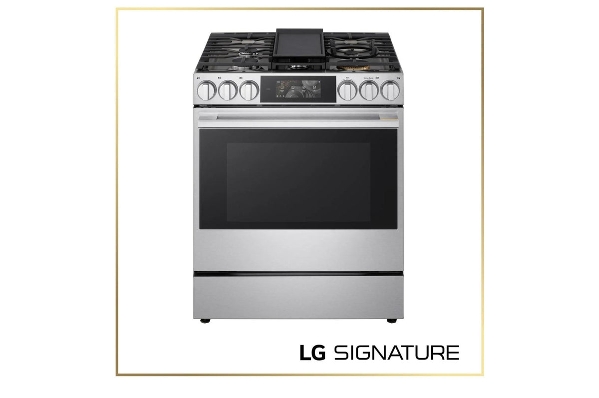 LG SIGNATURE 6.3 cu. ft. Single Oven Gas Slide-in Range with Dynamic Probake Convection® , Air Fry, Air Sous Vide, Roast, and Pizza mode