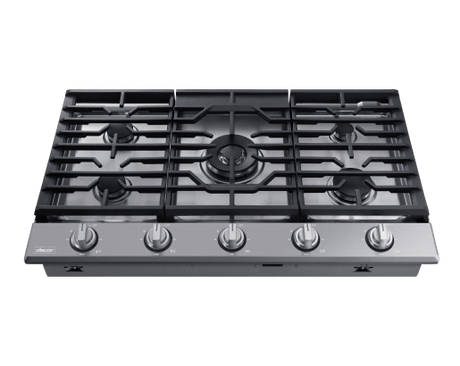 Transitional 36" Gas Cooktop, Silver Stainless Steel, Natural Gas/Liquid Propane