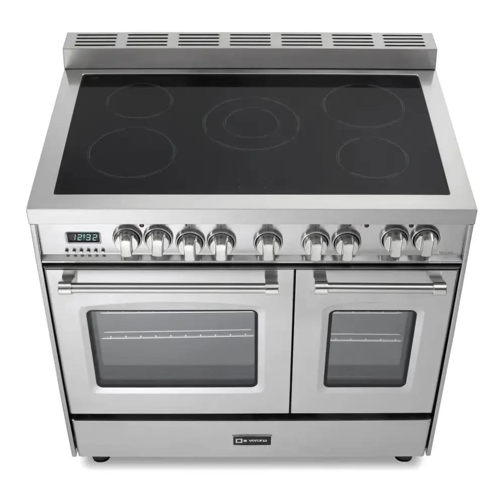 Verona VPFSEE365DSS 36 inch Prestige Series Freestanding Double Oven Electric Range with 5 Elements, 3.5 cu. ft. Total Oven Capacity, European Convection (Stainless Steel)