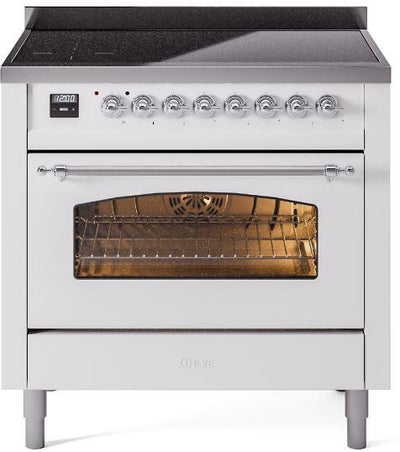 Nostalgie II 36 Inch Electric Freestanding Range in White with Chrome Trim