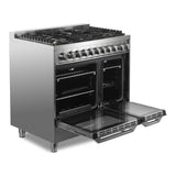Verona VUFSGG365DSS 36 inch Ultima Collection Double Oven Gas Range with 5 Brass Burners, 4.1 cu. ft. Oven Total Capacity