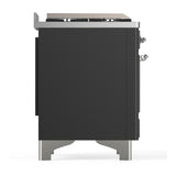 ILVE UM36FNR3MGCLP Majestic III 36 inch Dual Fuel Range with 6 Black Brass Burners and Griddle, Dual Function Burner up to 25,000 BTU (Triple Glass Door, Graphite Matte, Chrome, Liquid Propane)