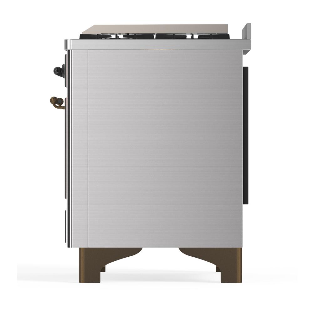 ILVE UMD40FQNR3SSB Majestic III 40 inch Dual Fuel Range with 6 Burners and Griddle, Dual Function Burner up to 25,000 BTU (Natural Gas, Solid Door, Stainless Steel, Burnished)