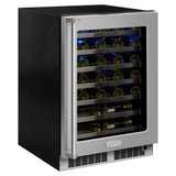 24-In Professional Built-In High Efficiency Single Zone Wine Refrigerator with Door Style - Stainless Steel Frame Glass, Door Swing - Right