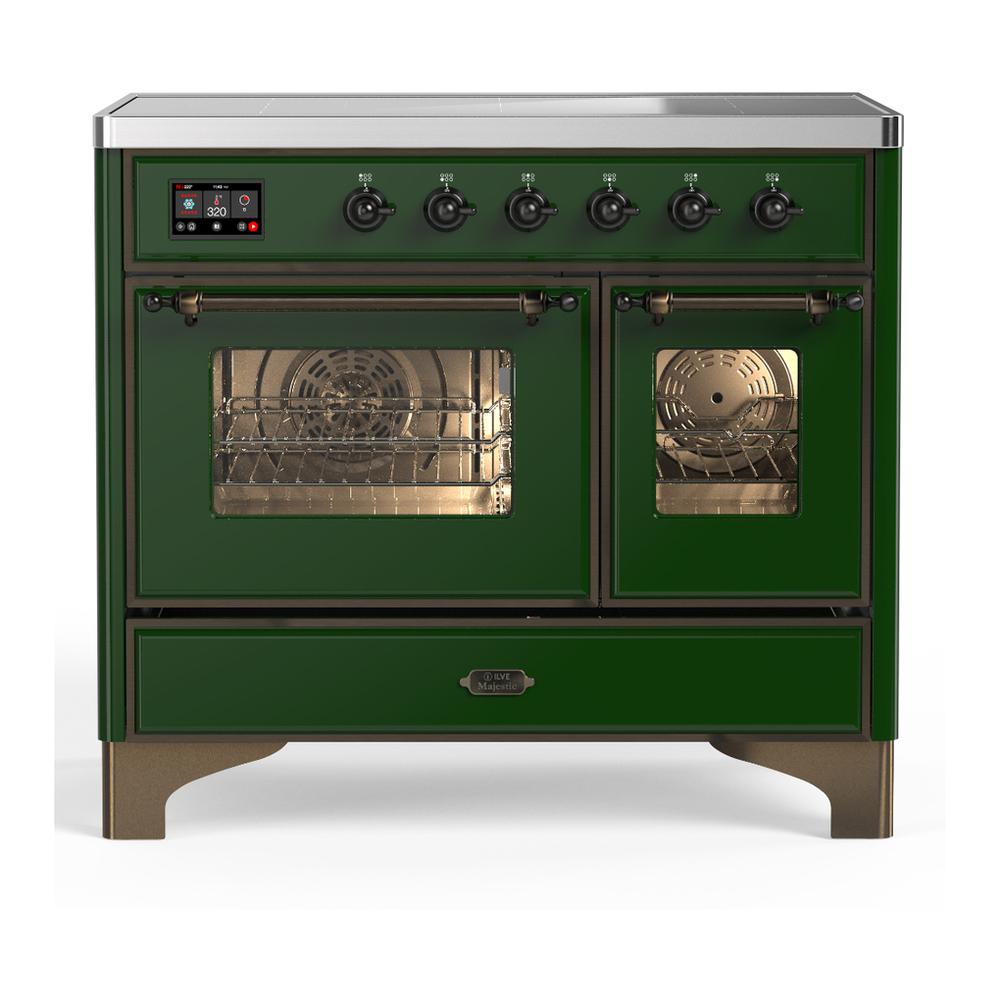 ILVE UMDIB40NR3EGB Majestic III 40 inch Induction Range with 6 Elements, 3.82 cu. ft. Total Oven Capacity (Triple Glass Door, Emerald Green, Burnished)