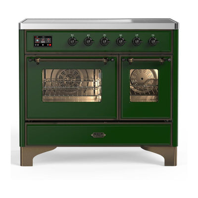 ILVE UMDIB40NR3EGB Majestic III 40 inch Induction Range with 6 Elements, 3.82 cu. ft. Total Oven Capacity (Triple Glass Door, Emerald Green, Burnished)
