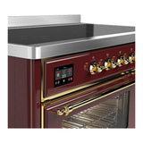 ILVE UMIB48NR3BUG Majestic III 48 inch Induction Range with 6 Elements, 5.02 cu. ft. Total Oven Capacity (Triple Glass Door, Burgundy, Brass)