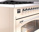 Nostalgie II 48 Inch Dual Fuel Liquid Propane Freestanding Range in Antique White with Chrome Trim
