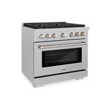 ZLINE 36 in. 5.2 cu. ft. 6 Burner Gas Range with Convection Gas Oven in DuraSnow' Stainless Steel (SGRS-36)
