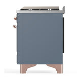 ILVE UMD40FQNR3BGP Majestic III 40 inch Dual Fuel Range with 6 Burners and Griddle, Dual Function Burner up to 25,000 BTU (Natural Gas, Solid Door, Blue Grey, Copper)