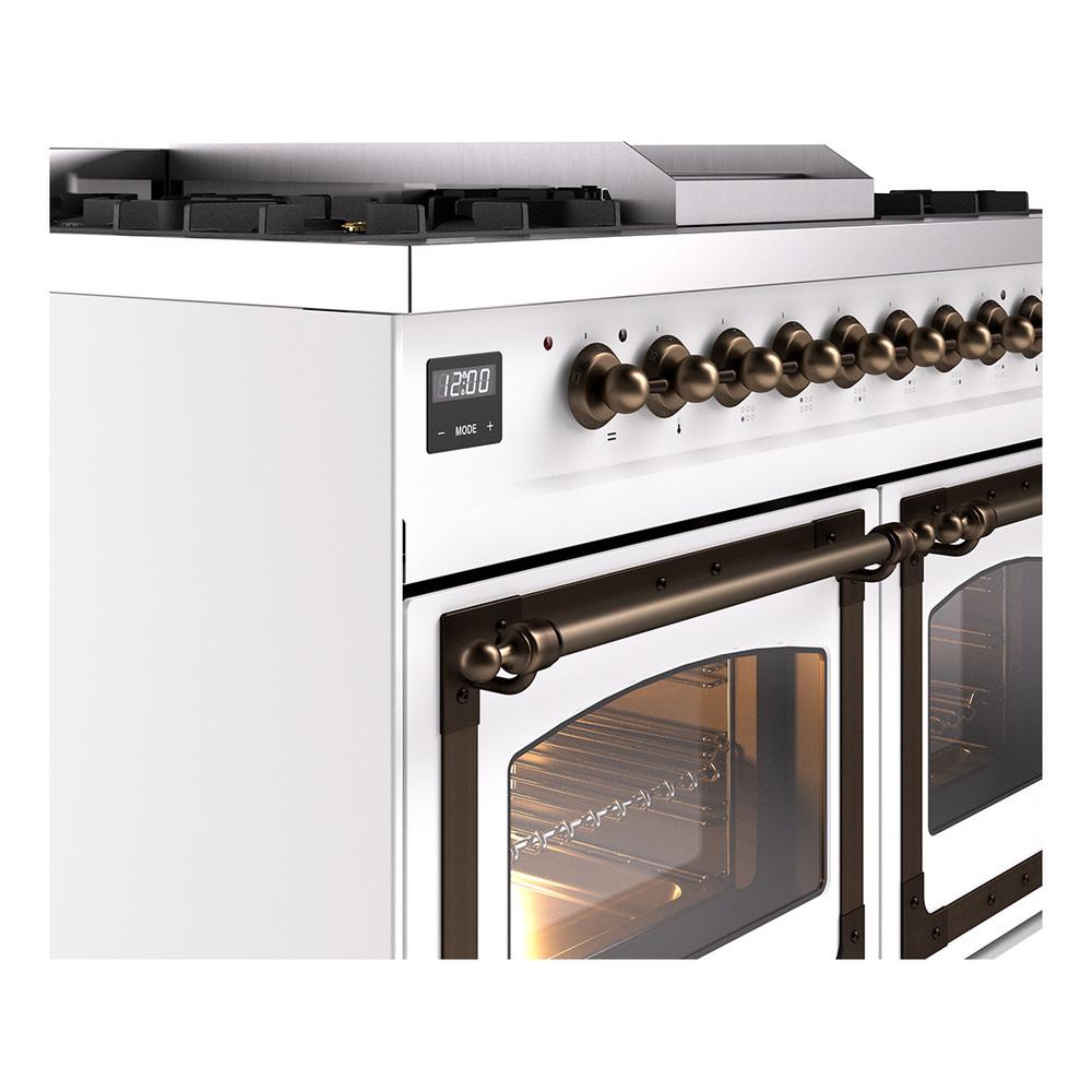ILVE UND40FNMPWHB Nostalgie II Noblesse 40 inch Dual Fuel Range (Natural Gas, Triple Glass Door, White, Burnished)