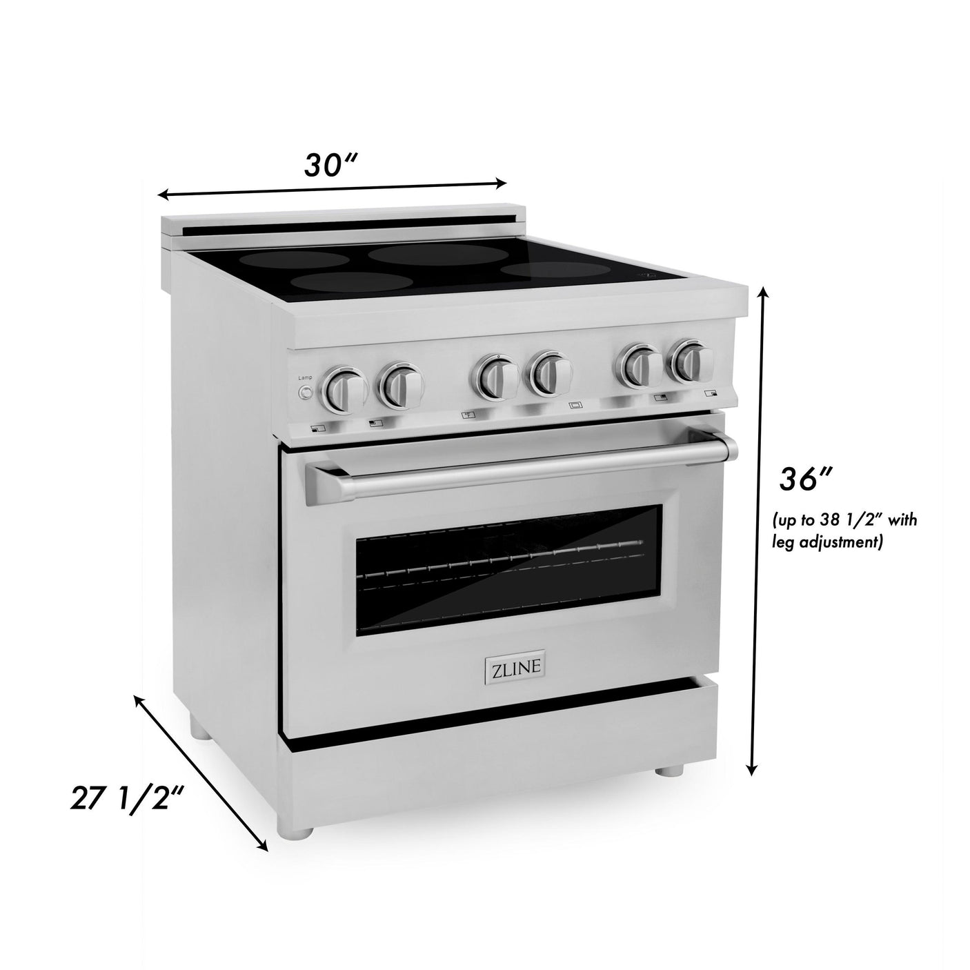ZLINE 30" 4.0 cu. ft. Induction Range with a 4 Element Stove and Electric Oven in Stainless Steel (RAIND-30) [Color: DuraSnow®]
