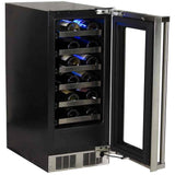 15-In Professional Built-In High Efficiency Single Zone Wine Refrigerator with Door Style - Stainless Steel Frame Glass, Door Swing - Right