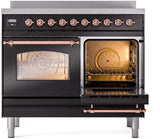 Nostalgie II 40 Inch Electric Freestanding Range in Glossy Black with Copper Trim