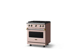 30"W. Sealed Burner Gas Range (Finish: Blush, Trim: Brushed Brass, Fuel: Natural Gas)