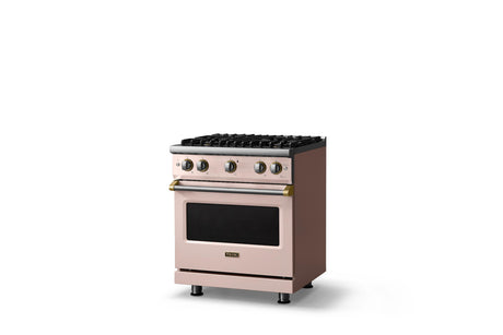 30"W. Sealed Burner Gas Range (Finish: Blush, Trim: Brushed Brass, Fuel: Natural Gas)