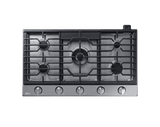 Transitional 36" Gas Cooktop, Silver Stainless Steel, Natural Gas/Liquid Propane