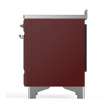 ILVE UMIB48QNR3BUC Majestic III 48 inch Induction Range with 6 Elements, 5.02 cu. ft. Total Oven Capacity (Solid Door, Burgundy, Chrome)