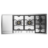 ILVE UHCPMT125FSSLP Panoramagic 48 inch Built-In Gas Cooktop with Total Black Brass Burners, in Stainless Steel (6 Sealed Burners + Left Griddle, Liquid Propane)