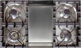 36" Nostalgie Series Freestanding Single Oven Dual Fuel Range with 5 Sealed Burners and Griddle in Stainless Steel