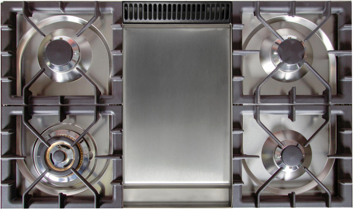 36" Nostalgie Series Freestanding Single Oven Dual Fuel Range with 5 Sealed Burners and Griddle in Stainless Steel