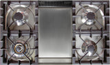 36" Nostalgie Series Freestanding Single Oven Dual Fuel Range with 5 Sealed Burners and Griddle in Stainless Steel