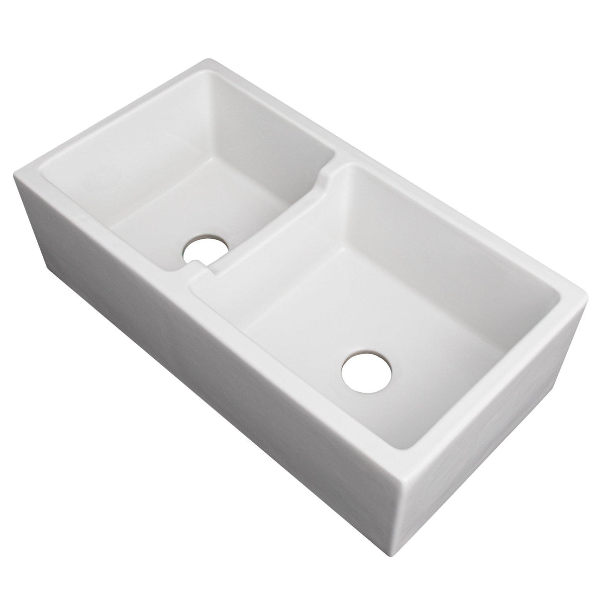 ZLINE 36" Palermo Farmhouse Apron Front Double Bowl Reversible Fireclay Kitchen Sink with Bottom Grid (FRC5121)