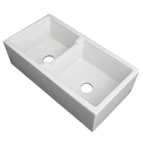ZLINE 36" Palermo Farmhouse Apron Front Double Bowl Reversible Fireclay Kitchen Sink with Bottom Grid (FRC5121)