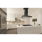 ZLINE 42 in. Wooden Island Mount Range Hood in Black - Includes Remote Motor