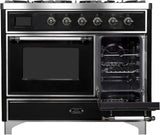 Majestic II 40 Inch Dual Fuel Liquid Propane Freestanding Range in Glossy Black with Chrome Trim