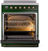 Nostalgie II 30 Inch Electric Freestanding Range in Emerald Green with Bronze Trim