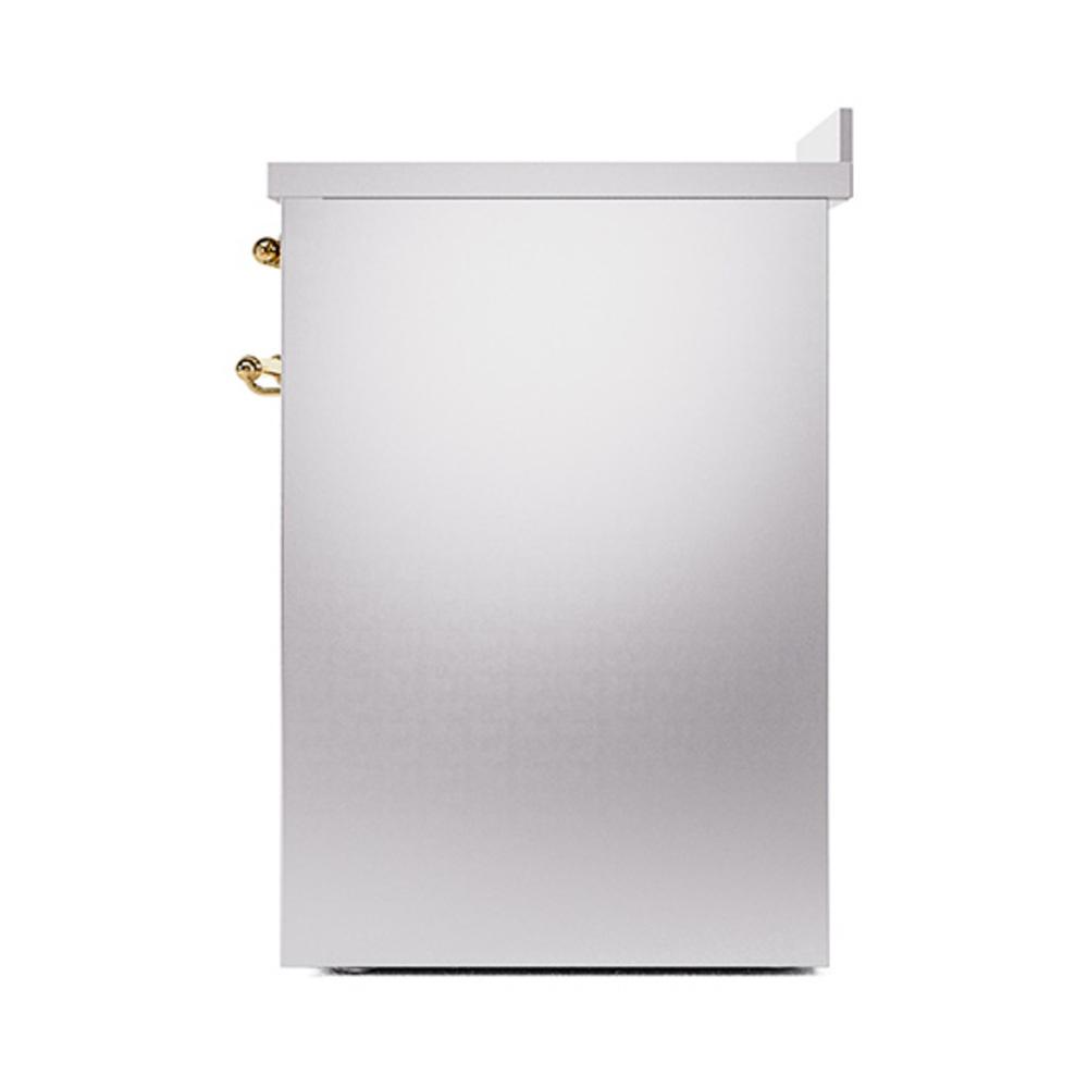 ILVE UNI304QNMPSSG Nostalgie II Noblesse 30 inch Induction Range (Solid Door, Stainless Steel, Brass)