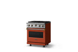 30"W. Open Burner Gas Range (Finish: Spiced Cider, Trim: Brushed Brass, Fuel: Propane)