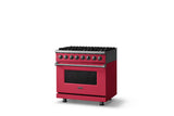 36"W. Dual Fuel Range (Burner: 6b, Finish: Valentine, Trim: Polished Chrome, Fuel: Natural Gas)