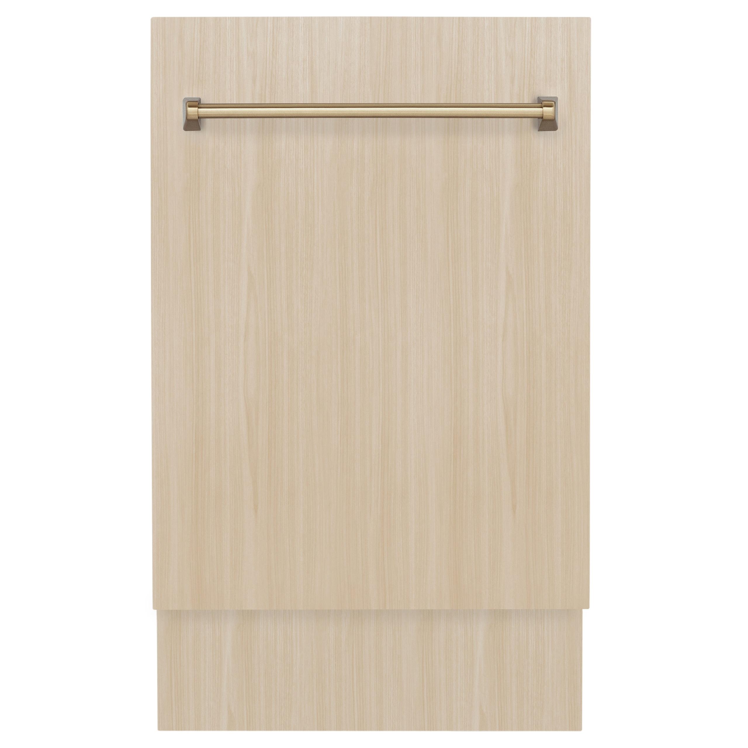ZLINE Autograph Edition 18? Tallac Series 3rd Rack Top Control Dishwasher in Custom Panel Ready with Champagne Bronze Handle, 51dBa (DWVZ-18-CB)