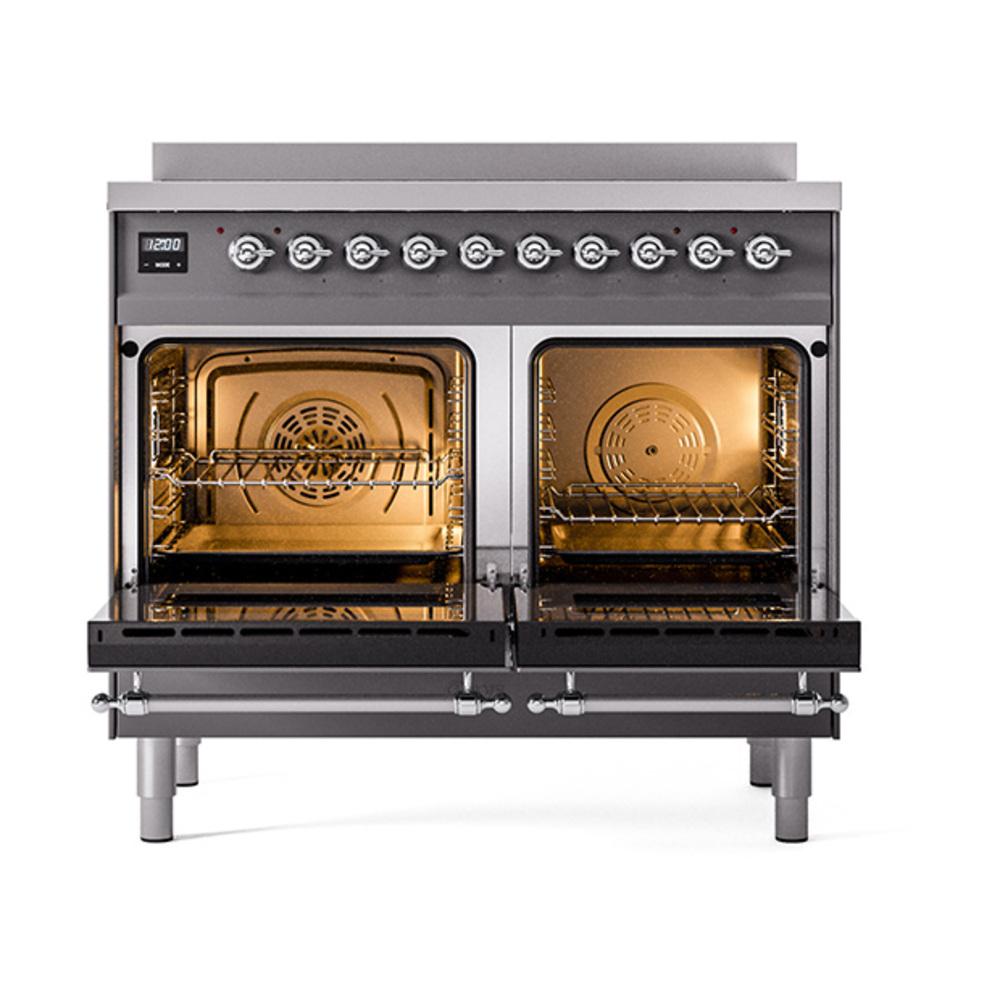 ILVE UNDI406NMPMGC Nostalgie II Noblesse 40 inch Induction Range (Triple Glass Door, Graphite Matte, Chrome)