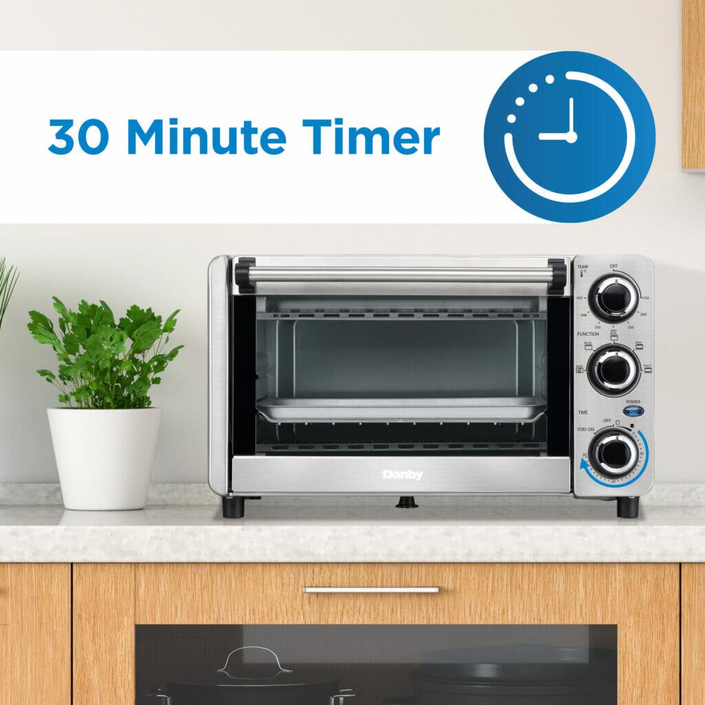 Danby 0.4 cu. ft./12L 4 Slice Countertop Toaster Oven in Stainless Steel