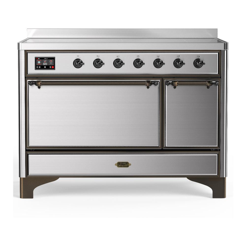 ILVE UMIB48QNR3SSB Majestic III 48 inch Induction Range with 6 Elements, 5.02 cu. ft. Total Oven Capacity (Solid Door, Stainless Steel, Burnished)