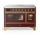 ILVE UMIB48NR3BUG Majestic III 48 inch Induction Range with 6 Elements, 5.02 cu. ft. Total Oven Capacity (Triple Glass Door, Burgundy, Brass)
