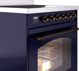 Nostalgie II 30 Inch Electric Freestanding Range in Blue with Bronze Trim