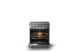 30"W. Induction Range (Finish: Stainless Steel, Trim: Polished Chrome)