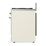 ILVE UM30QNR3AWG Majestic III 30 inch Dual Fuel Range with 5 Black Brass Burners, Dual Function Burner up to 25,000 BTU (Natural Gas, Solid Door, Antique White, Brass)