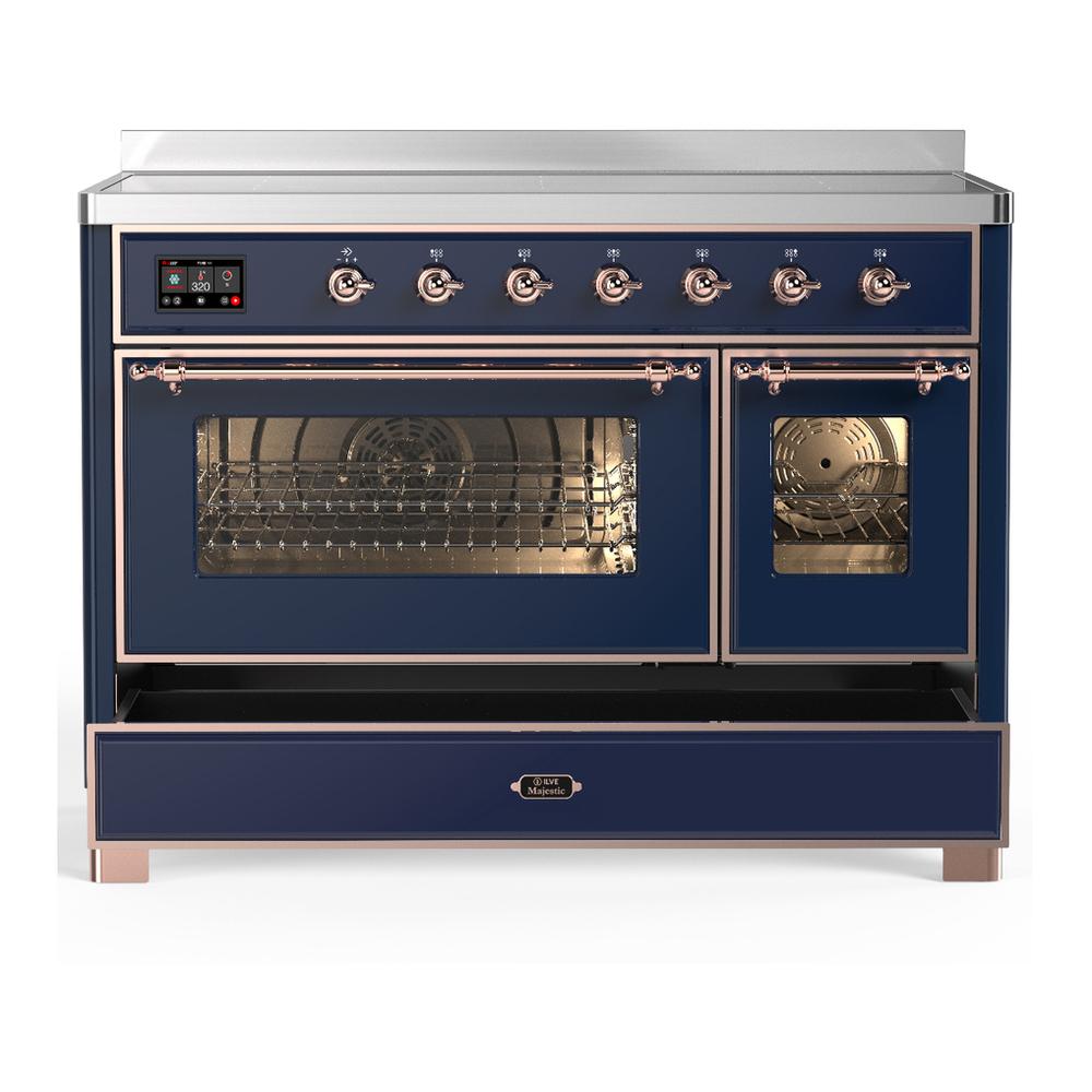 ILVE UMIB48NR3MBP Majestic III 48 inch Induction Range with 6 Elements, 5.02 cu. ft. Total Oven Capacity (Triple Glass Door, Midnight Blue, Copper)