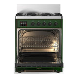 ILVE UM30NR3EGB Majestic III 30 inch Dual Fuel Range with 5 Black Brass Burners, Dual Function Burner up to 25,000 BTU (Natural Gas, Triple Glass Door, Emerald Green, Burnished)