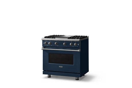 36"W. Sealed Burner Gas Range (Burner: 4g, Finish: Slate Blue, Trim: Polished Chrome, Fuel: Natural Gas)
