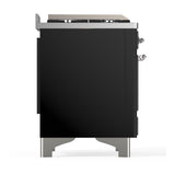 ILVE UM48FQNR3BKCLP Majestic III 48 inch Dual Fuel Range with 8 Burners and Griddle, Dual Function Burner up to 25,000 BTU (Liquid Propane, Solid Door, Glossy Black, Chrome)